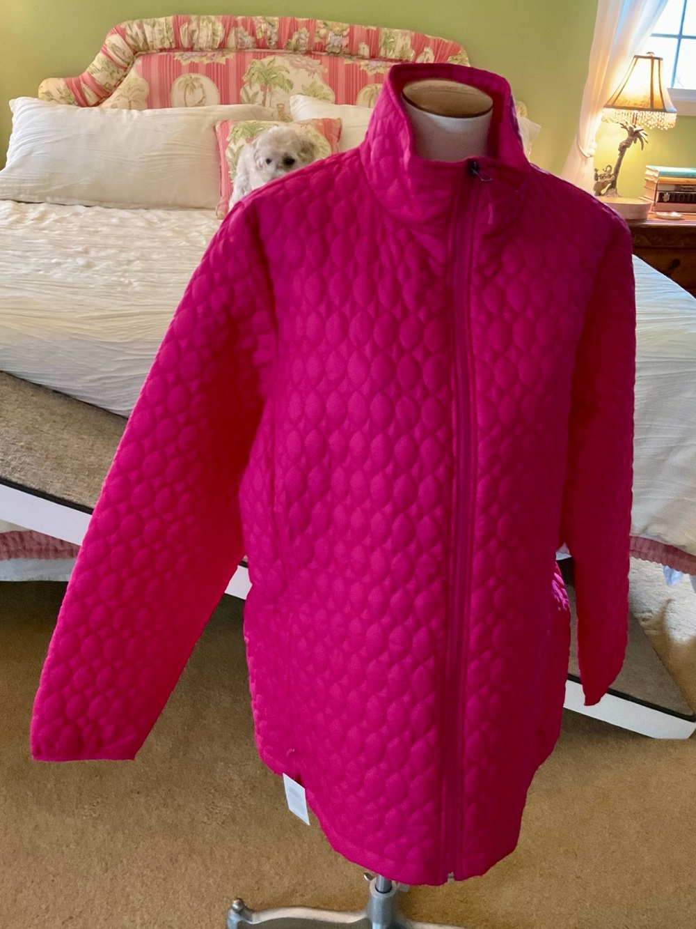 Lands' End women’s 2X Quilted Fuchsia Zip Jacket, BNWT
